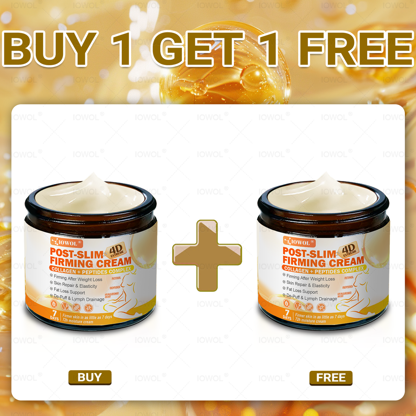 Official Store | IOWOL® Post-Slim Firming Cream with GHK-Cu, Argireline & Matrixyl 3000, Collagen Peptides for Loose & Sagging Skin After Weight Loss