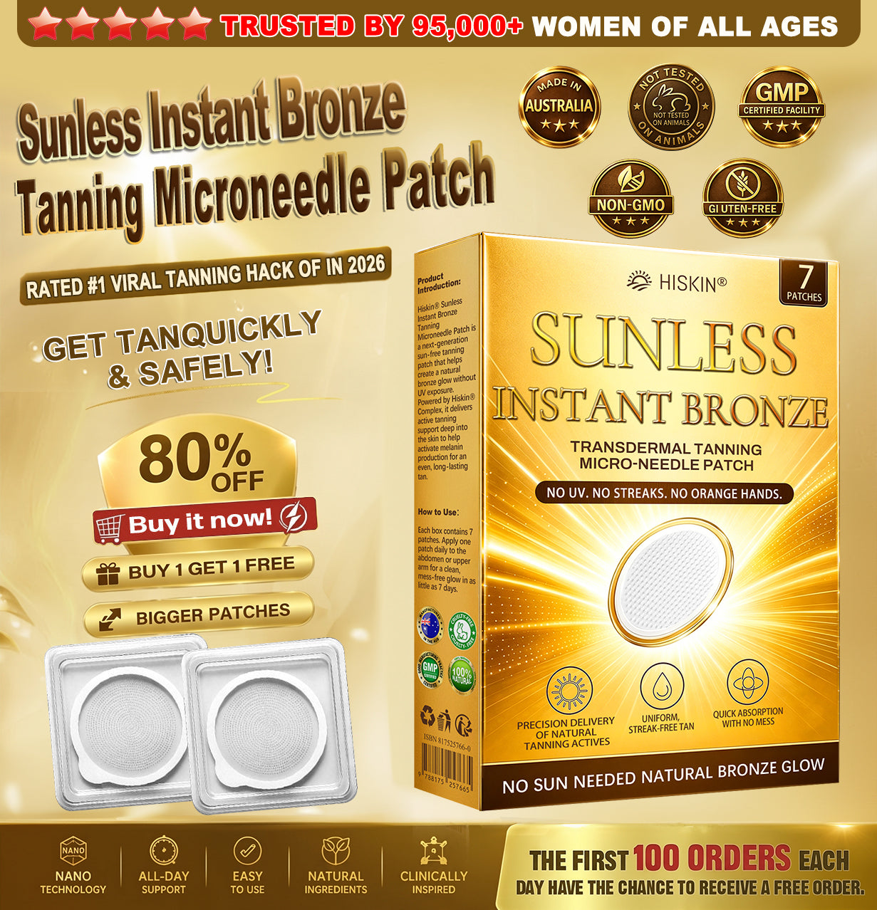 𝑶𝒇𝒇𝒊𝒄𝒊𝒂𝒍 𝑺𝒕𝒐𝒓𝒆 | ☀️☀️ 𝐇𝐢𝐬𝐤𝐢𝐧® 𝐒𝐮𝐧𝐥𝐞𝐬𝐬 𝐈𝐧𝐬𝐭𝐚𝐧𝐭 𝐁𝐫𝐨𝐧𝐳𝐞 𝐓𝐚𝐧𝐧𝐢𝐧𝐠 𝐌𝐢𝐜𝐫𝐨𝐧𝐞𝐞𝐝𝐥𝐞 𝐏𝐚𝐭𝐜𝐡 30%OFF (𝐉𝐮𝐬𝐭 𝐨𝐧𝐜𝐞 𝐚 𝐝𝐚𝐲) 𝐕𝐢𝐬𝐢𝐛𝐥𝐞 𝐁𝐫𝐨𝐧𝐳𝐞 𝐆𝐥𝐨𝐰 𝐢𝐧 𝟕 𝐃𝐚𝐲𝐬 ✅ 𝐍𝐨 𝐔𝐕, 𝐍𝐨 𝐎𝐫𝐚𝐧𝐠𝐞, 𝐍𝐨 𝐒𝐭𝐫𝐞𝐚𝐤𝐬, 𝐍𝐨 𝐃𝐇𝐀, 𝐍𝐨 𝐌𝐞𝐬𝐬.