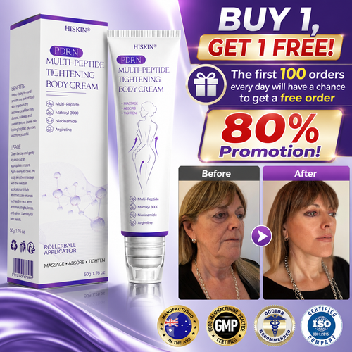 AU Australia Compliant : HISKIN® PDRN Multi-Peptide Massaging Body Roller Cream- Anti-aging, Hydrating, Skin Firming & Lifting, Skin Repair, Even Tone, Acne and Dark Spot Treatment, Wart and Mole Removal, and Psoriasis Relief.