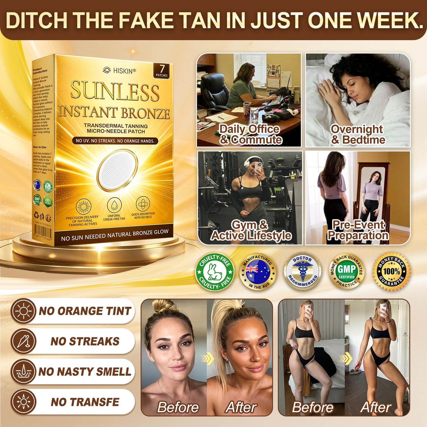 𝑶𝒇𝒇𝒊𝒄𝒊𝒂𝒍 𝑺𝒕𝒐𝒓𝒆 | ☀️☀️ 𝐇𝐢𝐬𝐤𝐢𝐧® 𝐒𝐮𝐧𝐥𝐞𝐬𝐬 𝐈𝐧𝐬𝐭𝐚𝐧𝐭 𝐁𝐫𝐨𝐧𝐳𝐞 𝐓𝐚𝐧𝐧𝐢𝐧𝐠 𝐌𝐢𝐜𝐫𝐨𝐧𝐞𝐞𝐝𝐥𝐞 𝐏𝐚𝐭𝐜𝐡 30%OFF (𝐉𝐮𝐬𝐭 𝐨𝐧𝐜𝐞 𝐚 𝐝𝐚𝐲) 𝐕𝐢𝐬𝐢𝐛𝐥𝐞 𝐁𝐫𝐨𝐧𝐳𝐞 𝐆𝐥𝐨𝐰 𝐢𝐧 𝟕 𝐃𝐚𝐲𝐬 ✅ 𝐍𝐨 𝐔𝐕, 𝐍𝐨 𝐎𝐫𝐚𝐧𝐠𝐞, 𝐍𝐨 𝐒𝐭𝐫𝐞𝐚𝐤𝐬, 𝐍𝐨 𝐃𝐇𝐀, 𝐍𝐨 𝐌𝐞𝐬𝐬.