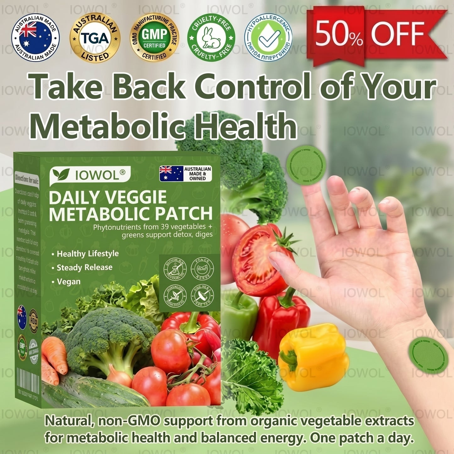 🥦𝐎𝐟𝐟𝐢𝐜𝐢𝐚𝐥 𝐒𝐭𝐨𝐫𝐞 | 𝐈𝐎𝐖𝐎𝐋® 𝐃𝐚𝐢𝐥𝐲 𝐕𝐞𝐠𝐞𝐭𝐚𝐛𝐥𝐞 𝐌𝐞𝐭𝐚𝐛𝐨𝐥𝐢𝐜 𝐏𝐚𝐭𝐜𝐡 𝐮𝐬𝐞𝐬 𝐨𝐫𝐠𝐚𝐧𝐢𝐜 𝐯𝐞𝐠𝐞𝐭𝐚𝐛𝐥𝐞 𝐞𝐱𝐭𝐫𝐚𝐜𝐭𝐬 𝐚𝐧𝐝 𝐩𝐡𝐲𝐭𝐨𝐧𝐮𝐭𝐫𝐢𝐞𝐧𝐭𝐬 𝐟𝐫𝐨𝐦 𝟑𝟗 𝐯𝐞𝐠𝐞𝐭𝐚𝐛𝐥𝐞𝐬 + 𝐠𝐫𝐞𝐞𝐧𝐬 𝐭𝐨 𝐬𝐮𝐩𝐩𝐨𝐫𝐭 𝐝𝐞𝐭𝐨𝐱, 𝐝𝐢𝐠𝐞𝐬𝐭𝐢𝐨𝐧 & 𝐦𝐞𝐭𝐚𝐛𝐨𝐥𝐢𝐜 𝐫𝐞𝐬𝐞𝐭, 𝐚𝐧𝐝 𝐛𝐨𝐨𝐬𝐭 𝐞𝐧𝐞𝐫𝐠𝐲 𝐟𝐨𝐫 𝐚𝐥𝐥-𝐝𝐚𝐲 𝐰𝐞𝐥𝐥𝐧𝐞𝐬𝐬.